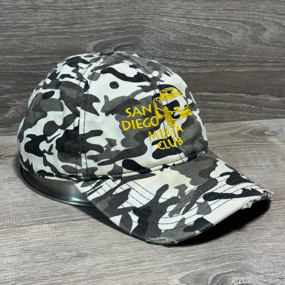 San Diego Miata Club Hat Otto Collection Gray Camo Adjustable Baseball Cap Rare